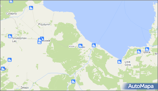 mapa Kluki gmina Smołdzino, Kluki gmina Smołdzino na mapie Targeo