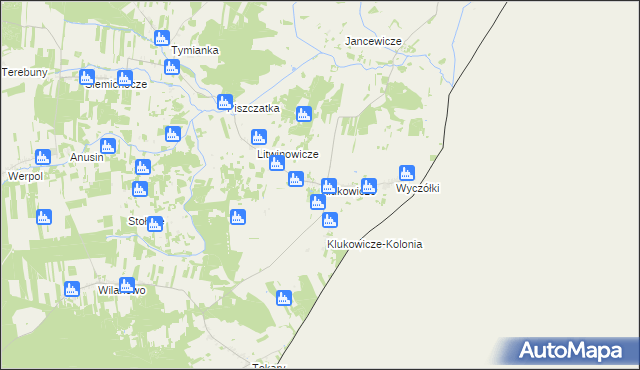 mapa Klukowicze, Klukowicze na mapie Targeo