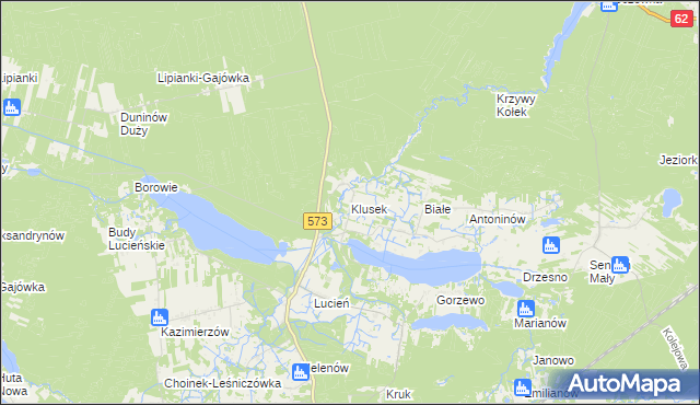 mapa Klusek gmina Gostynin, Klusek gmina Gostynin na mapie Targeo