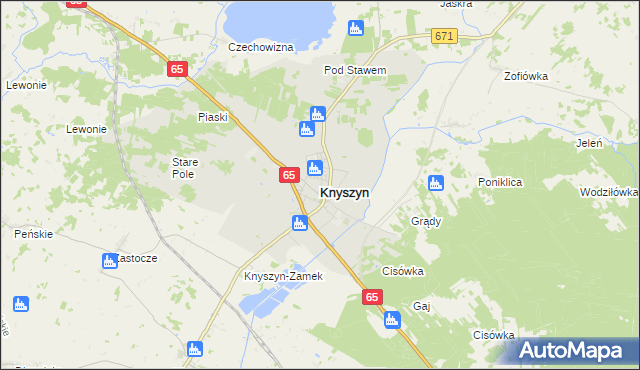 mapa Knyszyn powiat moniecki, Knyszyn powiat moniecki na mapie Targeo