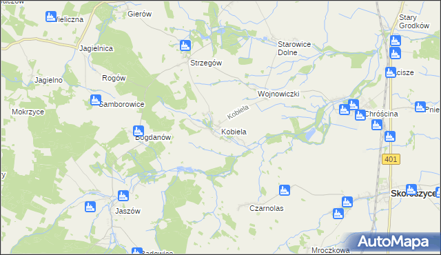 mapa Kobiela gmina Grodków, Kobiela gmina Grodków na mapie Targeo