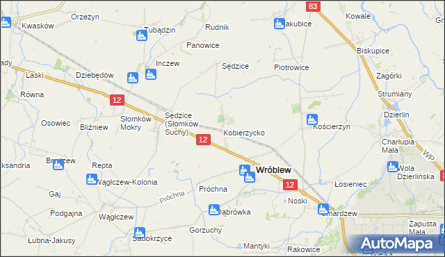 mapa Kobierzycko, Kobierzycko na mapie Targeo