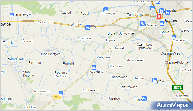 mapa Kobylanki gmina Opatów, Kobylanki gmina Opatów na mapie Targeo