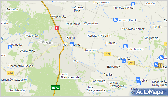 mapa Kobylany gmina Skaryszew, Kobylany gmina Skaryszew na mapie Targeo