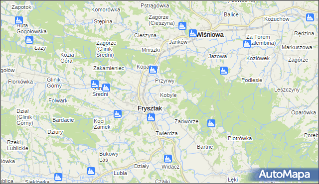 mapa Kobyle gmina Frysztak, Kobyle gmina Frysztak na mapie Targeo