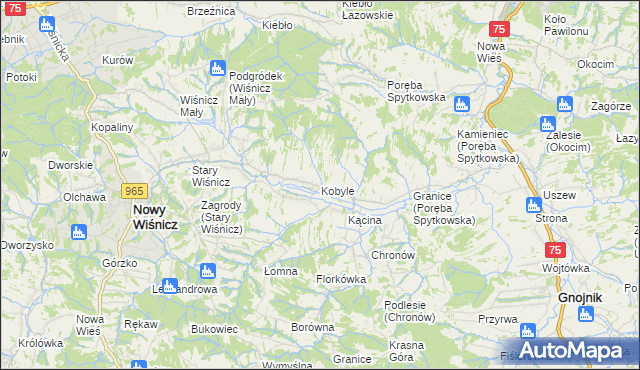 mapa Kobyle gmina Nowy Wiśnicz, Kobyle gmina Nowy Wiśnicz na mapie Targeo