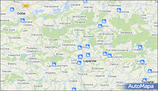mapa Kobylec gmina Łapanów, Kobylec gmina Łapanów na mapie Targeo