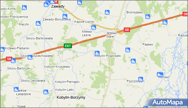 mapa Kobylin-Pogorzałki, Kobylin-Pogorzałki na mapie Targeo