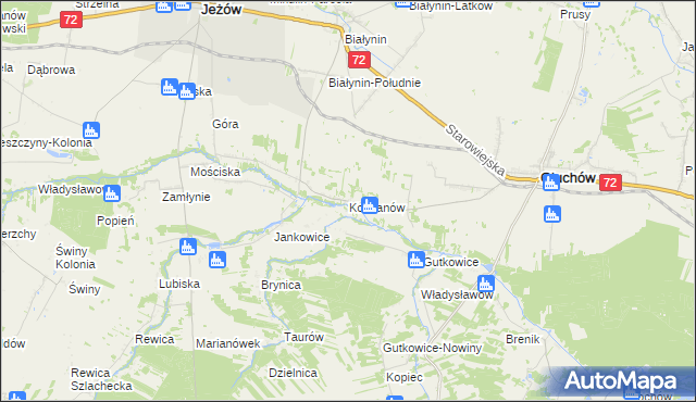 mapa Kochanów gmina Głuchów, Kochanów gmina Głuchów na mapie Targeo