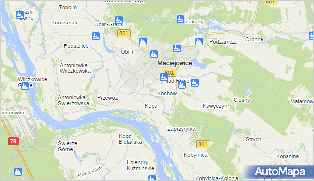 mapa Kochów gmina Maciejowice, Kochów gmina Maciejowice na mapie Targeo