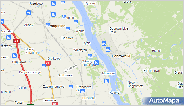 mapa Kocia Górka gmina Lubanie, Kocia Górka gmina Lubanie na mapie Targeo