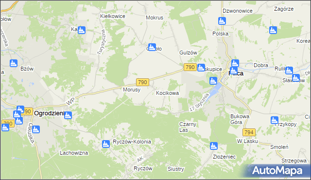 mapa Kocikowa, Kocikowa na mapie Targeo