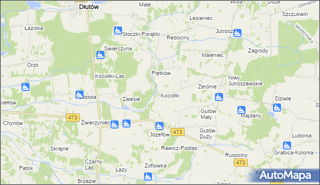 mapa Kociołki gmina Grabica, Kociołki gmina Grabica na mapie Targeo
