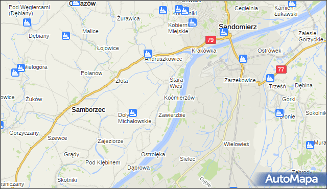 mapa Koćmierzów, Koćmierzów na mapie Targeo