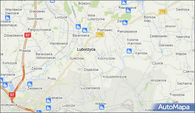 mapa Kocmyrzów, Kocmyrzów na mapie Targeo