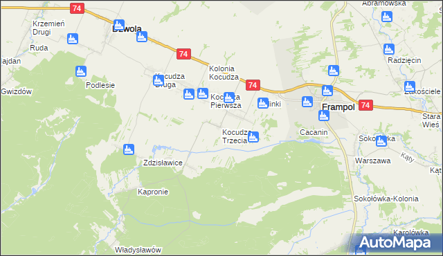 mapa Kocudza Trzecia, Kocudza Trzecia na mapie Targeo