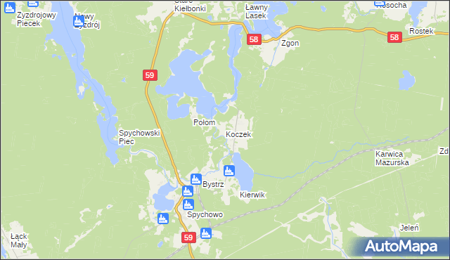 mapa Koczek, Koczek na mapie Targeo