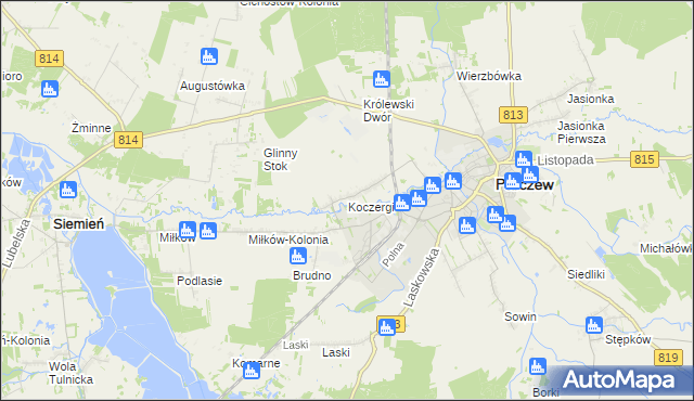 mapa Koczergi, Koczergi na mapie Targeo