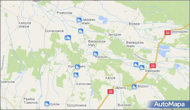 mapa Koczurki, Koczurki na mapie Targeo