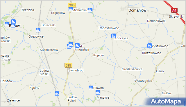 mapa Kojęcin, Kojęcin na mapie Targeo