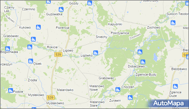 mapa Kokoszczyn gmina Mochowo, Kokoszczyn gmina Mochowo na mapie Targeo