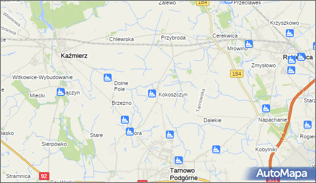 mapa Kokoszczyn gmina Tarnowo Podgórne, Kokoszczyn gmina Tarnowo Podgórne na mapie Targeo