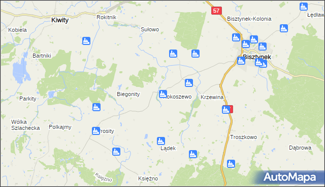 mapa Kokoszewo, Kokoszewo na mapie Targeo