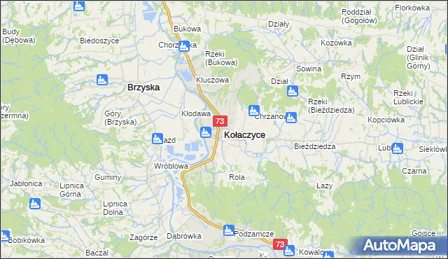 mapa Kołaczyce, Kołaczyce na mapie Targeo