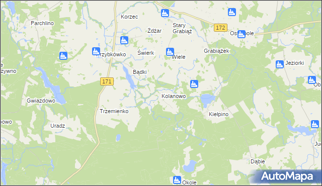 mapa Kolanowo, Kolanowo na mapie Targeo