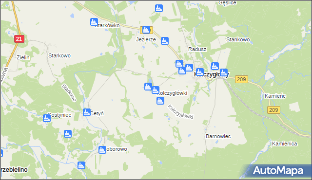 mapa Kołczygłówki, Kołczygłówki na mapie Targeo