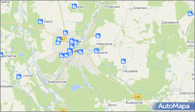 mapa Kołdrąb gmina Łobez, Kołdrąb gmina Łobez na mapie Targeo