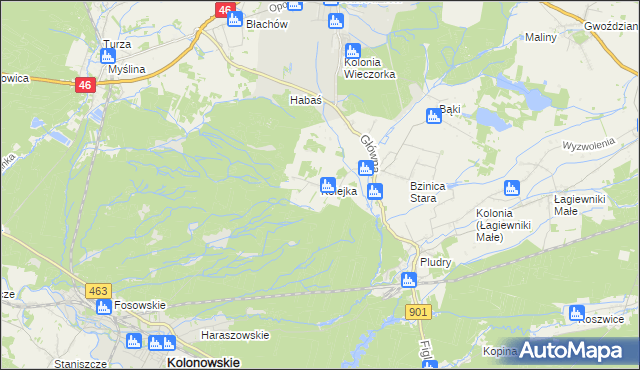 mapa Kolejka, Kolejka na mapie Targeo