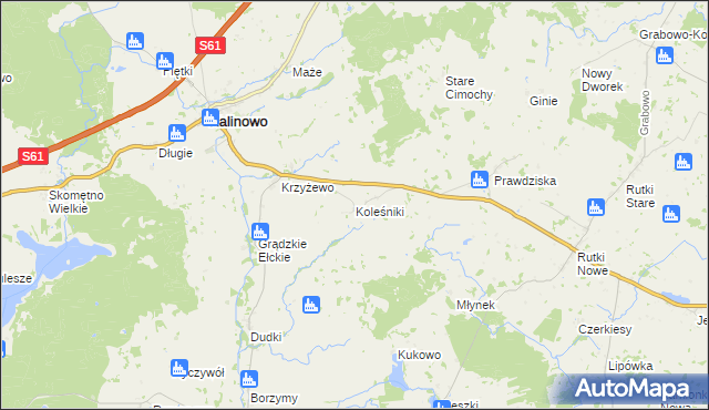 mapa Koleśniki gmina Kalinowo, Koleśniki gmina Kalinowo na mapie Targeo