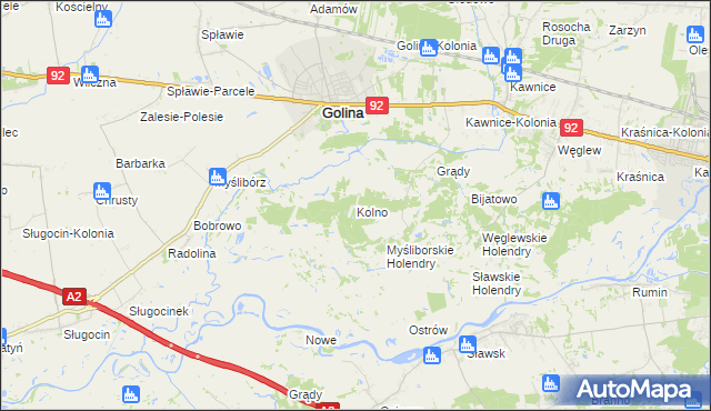 mapa Kolno gmina Golina, Kolno gmina Golina na mapie Targeo