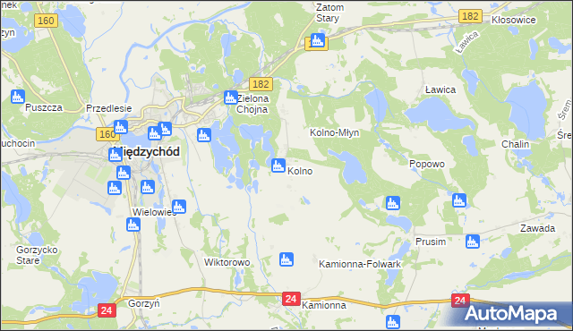 mapa Kolno gmina Międzychód, Kolno gmina Międzychód na mapie Targeo