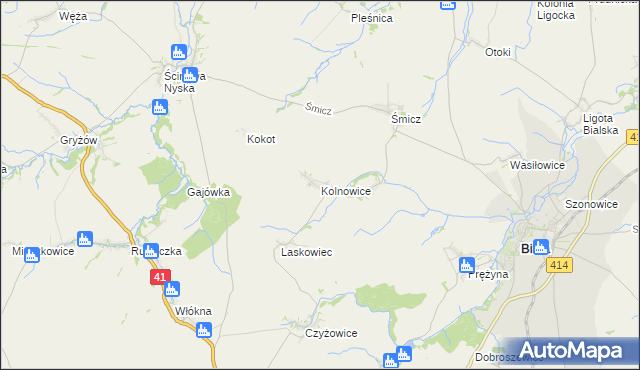 mapa Kolnowice, Kolnowice na mapie Targeo