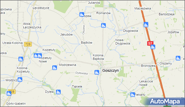 mapa Kolonia Bądków, Kolonia Bądków na mapie Targeo