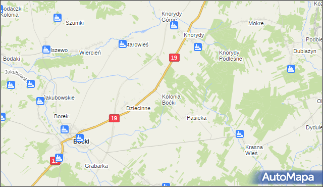 mapa Kolonia Boćki, Kolonia Boćki na mapie Targeo