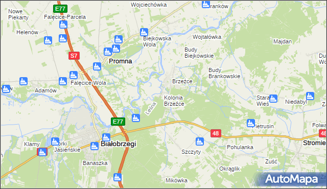 mapa Kolonia Brzeźce, Kolonia Brzeźce na mapie Targeo