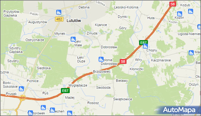 mapa Kolonia Dobrosław, Kolonia Dobrosław na mapie Targeo