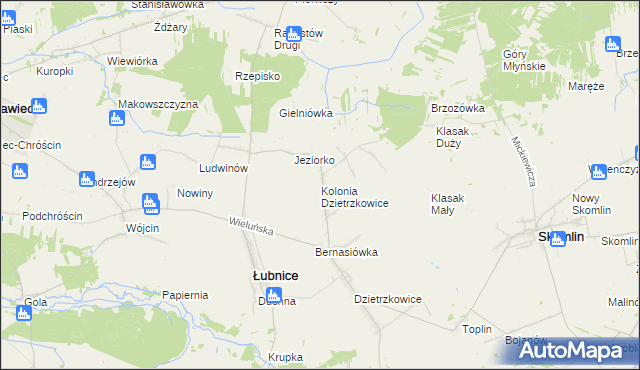 mapa Kolonia Dzietrzkowice, Kolonia Dzietrzkowice na mapie Targeo