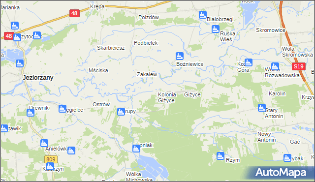 mapa Kolonia Giżyce, Kolonia Giżyce na mapie Targeo