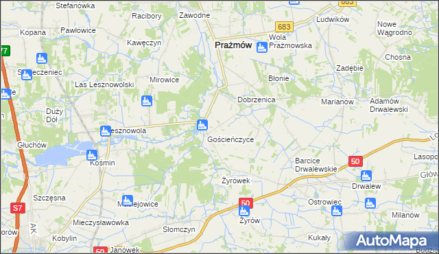 mapa Kolonia Gościeńczyce, Kolonia Gościeńczyce na mapie Targeo