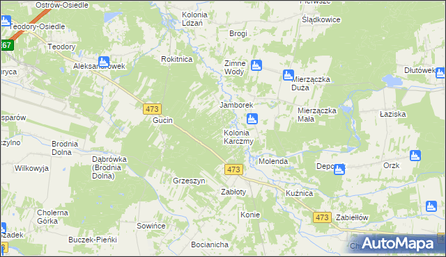 mapa Kolonia Karczmy, Kolonia Karczmy na mapie Targeo