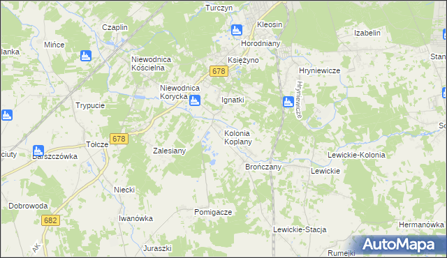 mapa Kolonia Koplany, Kolonia Koplany na mapie Targeo