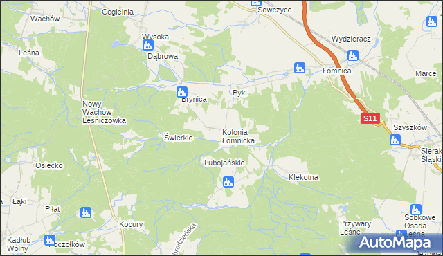 mapa Kolonia Łomnicka, Kolonia Łomnicka na mapie Targeo