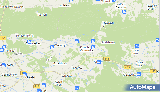 mapa Kolonia Ostrowska, Kolonia Ostrowska na mapie Targeo