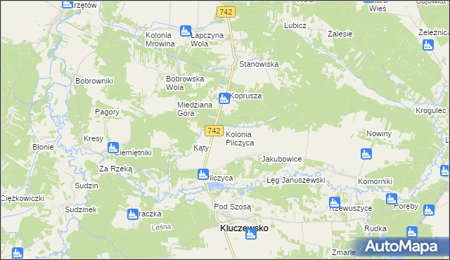 mapa Kolonia Pilczyca, Kolonia Pilczyca na mapie Targeo