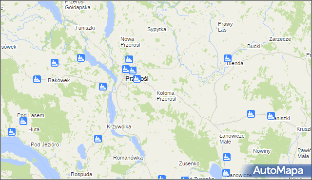 mapa Kolonia Przerośl, Kolonia Przerośl na mapie Targeo