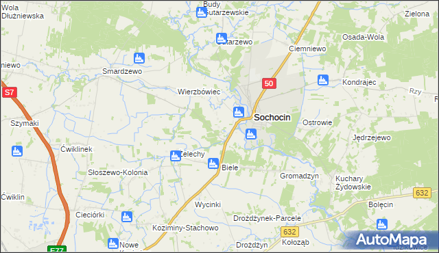 mapa Kolonia Sochocin, Kolonia Sochocin na mapie Targeo